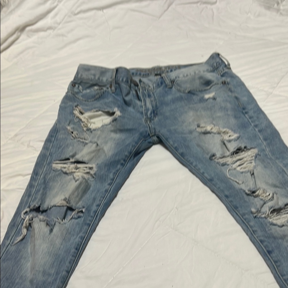 American Eagle Outfitters Blue Skinny Jeans with Distressed Style